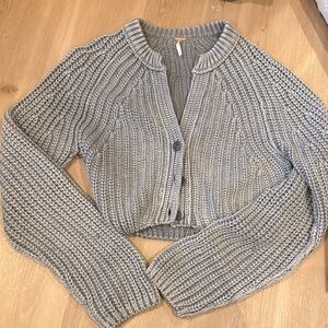Free People Gray Knit Cardigan